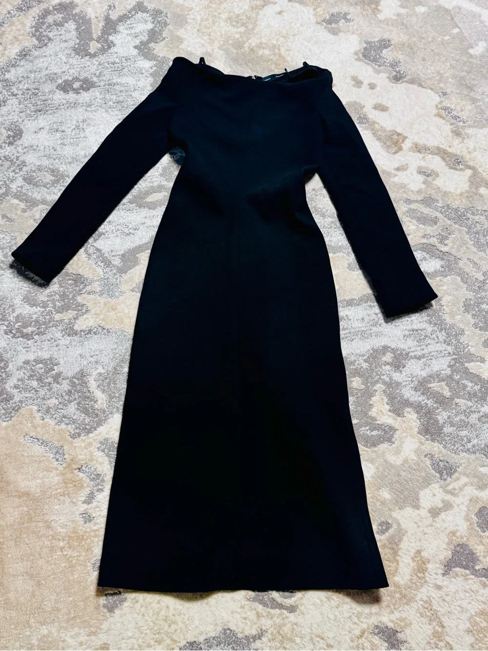 Proenza Schouler Black Long Sleeve Off-Shoulder Midi Dress - Picture 4 of 6